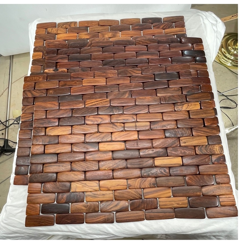 Costa Rica Rosewood Placemats 17.5x11 Wood Brick Brown Flexible Rustic Set of 4